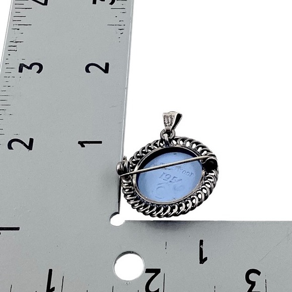 SOLD❤️ 1950’s  John L. Lauritzen Denmark Brooch Pendant Wedgwood Blue Cameo 925 - Picture 11 of 12